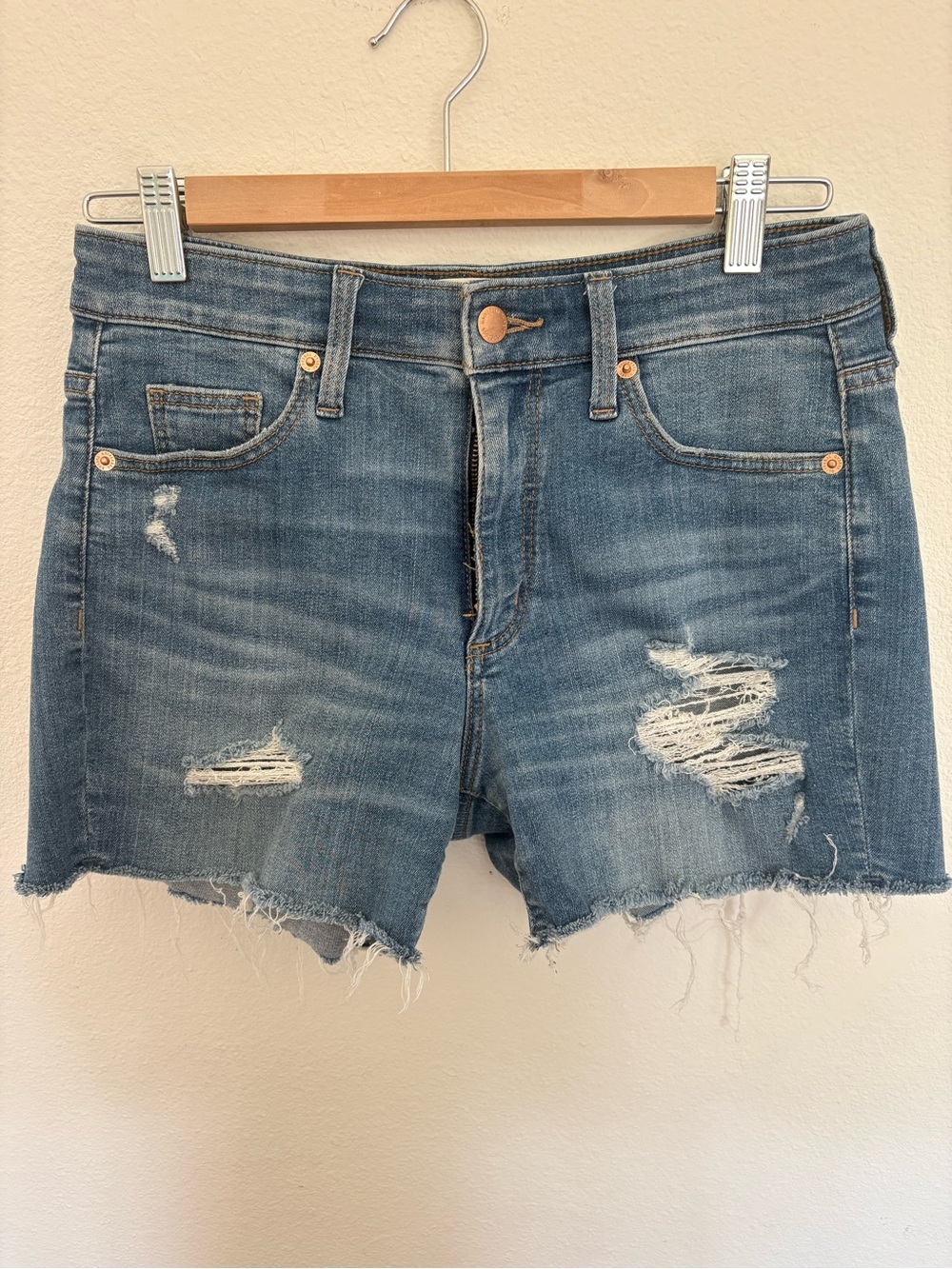 Universal Thread Distressed Mid-Blue Denim Shorts